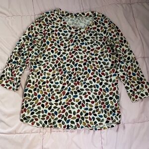 Talbot’s Colorful Leaf Print 3/4 Sleeve Top